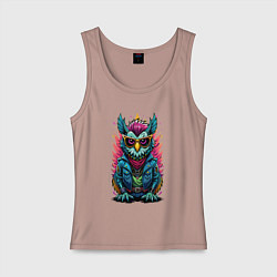 Майка женская хлопок Сова на стиле, цвет: пыльно-розовый