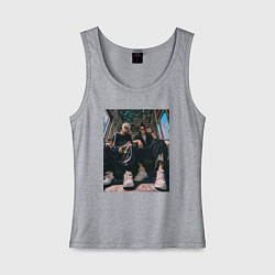 Майка женская хлопок Магическая битва Сатору Годзё Маг особого ранга, цвет: меланж