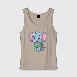 Майка женская хлопок Весёлый слонёнок, цвет: миндальный