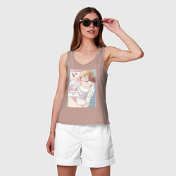 Майка женская хлопок Марин Китагава косплей, цвет: пыльно-розовый — фото 2