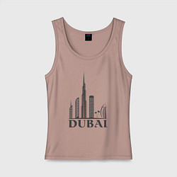 Майка женская хлопок Dubai city style, цвет: пыльно-розовый