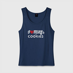 Майка женская хлопок Milf and cookies милфа, цвет: тёмно-синий