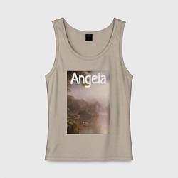 Майка женская хлопок Angela-тропики, цвет: миндальный