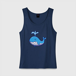 Майка женская хлопок Милый кит, цвет: тёмно-синий