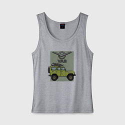 Майка женская хлопок УАЗ на фоне карты, цвет: меланж