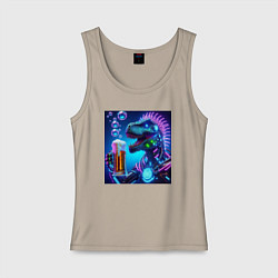 Женская майка Неоновый крутой пивозавр - нейроарт