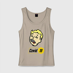 Майка женская хлопок Vault boy - covid 19, цвет: миндальный