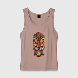 Майка женская хлопок Африканская тики маска, цвет: пыльно-розовый