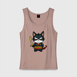 Женская майка Смелый кот самурай