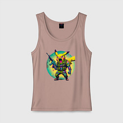 Майка женская хлопок Cool Pikachu - special forces, цвет: пыльно-розовый