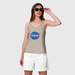 Майка женская хлопок NASA: Logo, цвет: миндальный — фото 2