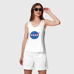 Майка женская хлопок NASA: Logo, цвет: белый — фото 2