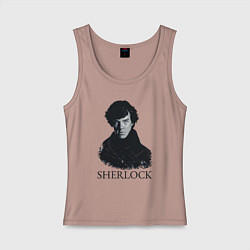 Майка женская хлопок Sherlock Art, цвет: пыльно-розовый