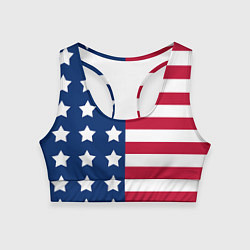 Топик спортивный женский USA Flag, цвет: 3D-принт