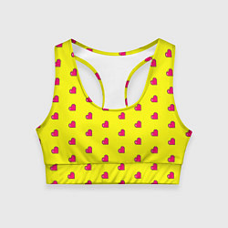 Топик спортивный женский 8 bit yellow love, цвет: 3D-принт