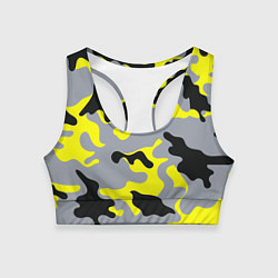 Женский спортивный топ Yellow & Grey Camouflage