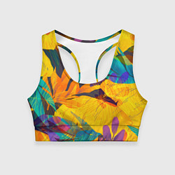 Топик спортивный женский Солнечные тропики, цвет: 3D-принт