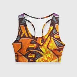 Топик спортивный женский Orange Graffiti, цвет: 3D-принт