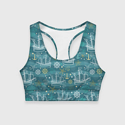 Женский спортивный топ Парусники в море - паттерн