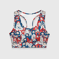 Женский спортивный топ Русские матрешки триколор