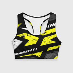 Женский спортивный топ Black yellow abstract sport style