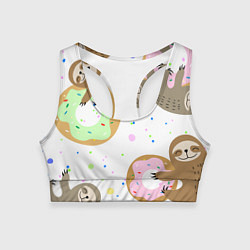 Топик спортивный женский Милый Ленивец, цвет: 3D-принт