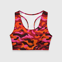 Топик спортивный женский CAMOUFLAGE RED, цвет: 3D-принт