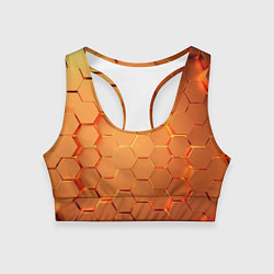 Топик спортивный женский Золотые 3D плиты, цвет: 3D-принт