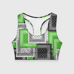 Топик спортивный женский 3D Бандана v green, цвет: 3D-принт