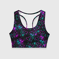 Топик спортивный женский Сердечки, цвет: 3D-принт