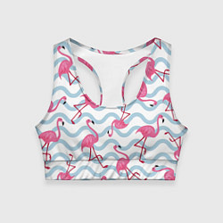 Топик спортивный женский Фламинго Волны, цвет: 3D-принт