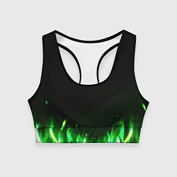 Топик спортивный женский Зеленый огонь, цвет: 3D-принт