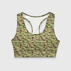Женский спортивный топ Динозавры камуфляж
