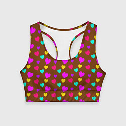 Топик спортивный женский Сердечки разноцветные, цвет: 3D-принт