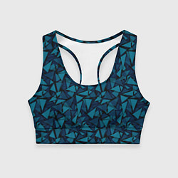 Топик спортивный женский Синий полигональный паттерн, цвет: 3D-принт