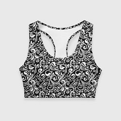Топик спортивный женский Черно-белая роспись, цвет: 3D-принт