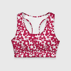 Топик спортивный женский Бело-красный цветочный, цвет: 3D-принт