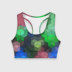 Топик спортивный женский Разноцветный геометрический уз, цвет: 3D-принт