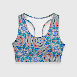 Топик спортивный женский Серо-синий абстрактный узор, цвет: 3D-принт