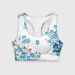 Топик спортивный женский Букет голубых цветов, цвет: 3D-принт