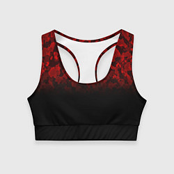 Топик спортивный женский BLACK RED CAMO RED MILLITARY, цвет: 3D-принт