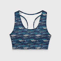 Топик спортивный женский Хищные Акулы, цвет: 3D-принт