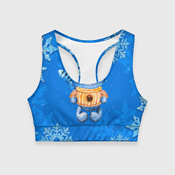 Топик спортивный женский Синий плюшевый тигренок 2022, цвет: 3D-принт