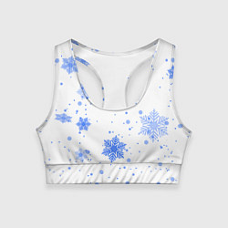 Топик спортивный женский Голубые снежинки падают, цвет: 3D-принт