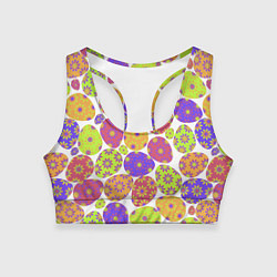 Топик спортивный женский Разукрашенные пасхальные яйца, цвет: 3D-принт