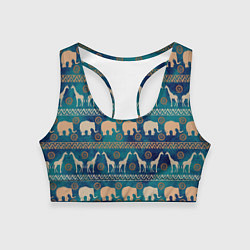 Топик спортивный женский Жирафы и слоны, цвет: 3D-принт