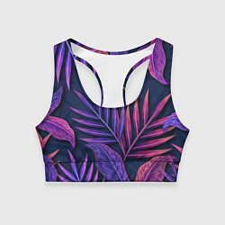 Женский спортивный топ Neon Tropical plants pattern