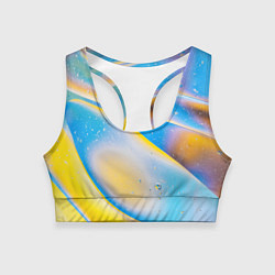 Топик спортивный женский Градиент Жёлто-Голубая Абстракция, цвет: 3D-принт