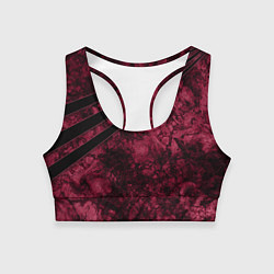 Топик спортивный женский Мраморный бордовый текстурированный узор, цвет: 3D-принт