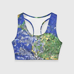 Топик спортивный женский Планета Земля - пиксельный рисунок, цвет: 3D-принт
